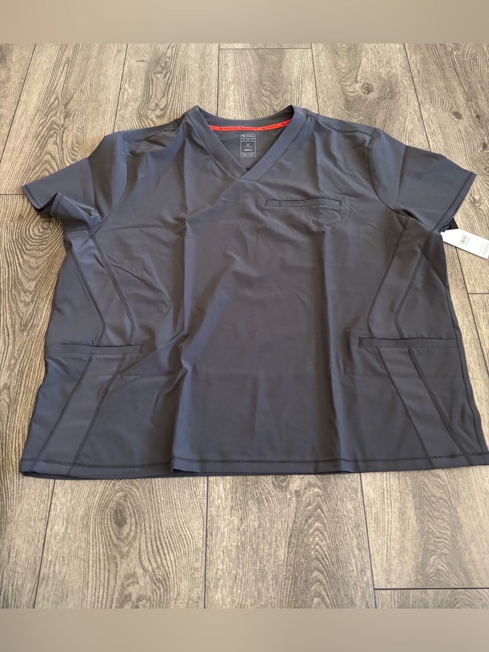 Infinity Men's V-Neck Medical Scrub Top - Dark Gray